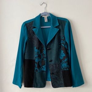 Notations Teal Patchwork Blazer Jacket